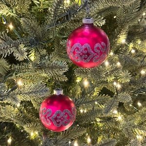 Set of 2 Vintage Glass Ornaments